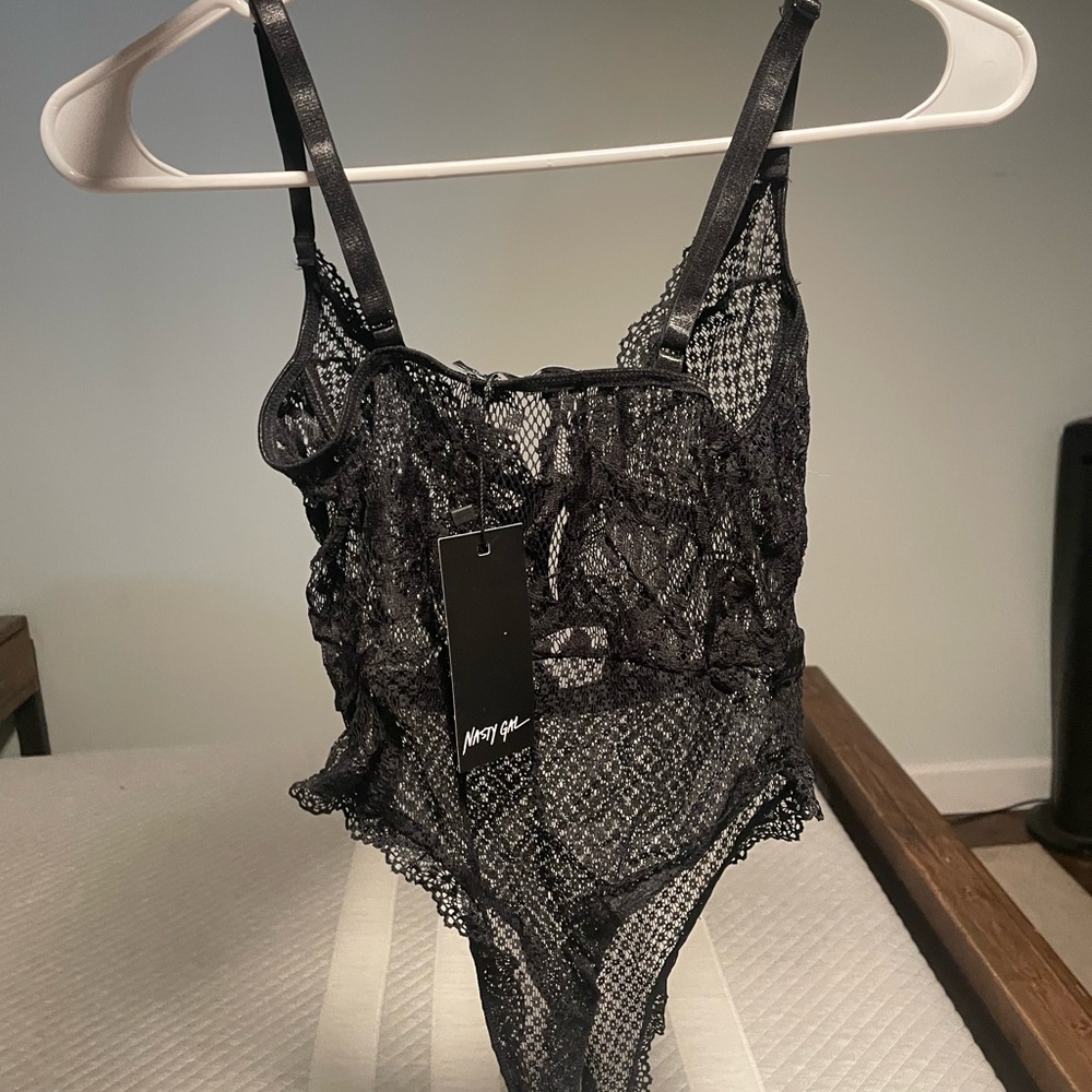 Nasty Gal Black Lace Teddy